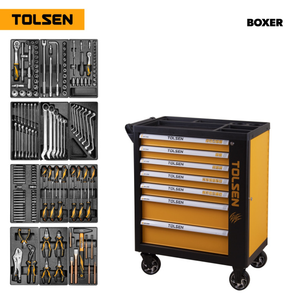 Набор инструментов "BOXER" в черной тележке TOLSEN TT85415 (157 предметов)