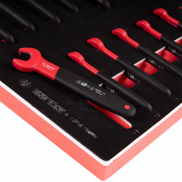 Набор рожковых диэлектрических ключей KING TONY 9-12FVE15MRV, 7-24 мм, ложемент, 15 предметов
