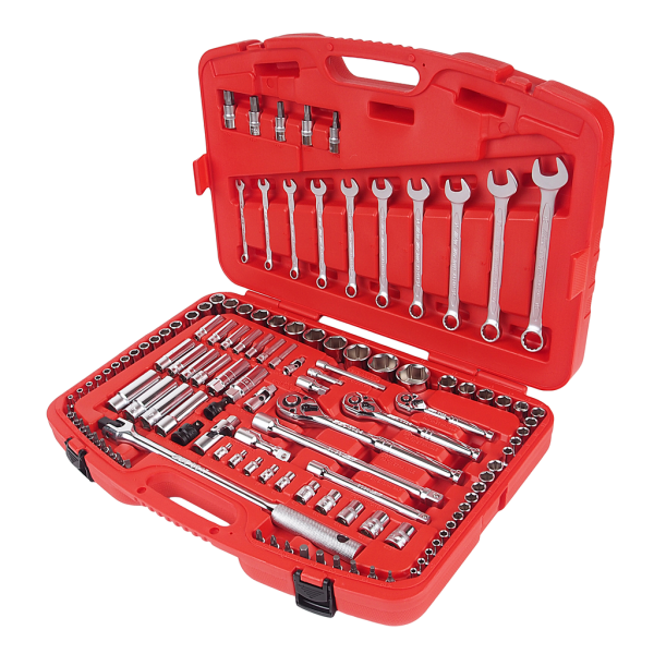 Набор инструментов 123 предмета слесарно-монтажный 1/4",3/8",1/2" 6-ти гран. метрич/дюйм в кейсе JTC-H123C