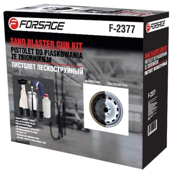 Пистолет пескоструйный пневматический со сменными насадками и песком(бачок-1л,сопло-3.2,давление 6-8bar,170 л/мин)