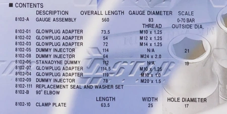AT04334, Компрессометр дизельных двигателей легковых автомобилей, набор, Тайвань