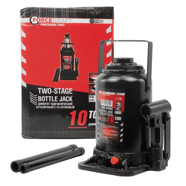 Домкрат бутылочный двухштоковый 10тс клапаном (h min-220мм, h max-510мм, ход штока-230мм, ход винта-60мм)