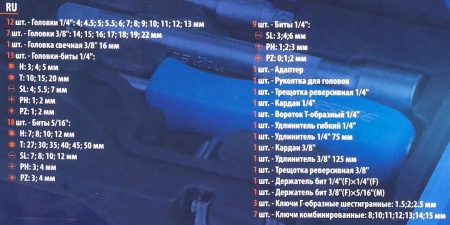 Набор инструментов 82 пр. 1/4''3/8''(6гр.)(4-22мм)