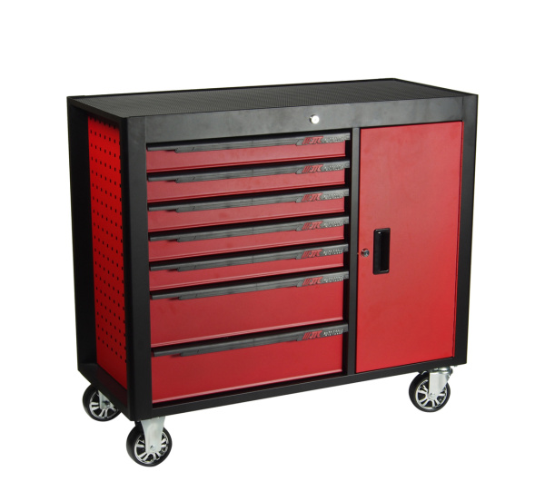 Тележка инструментальная красная с боковым ящиком JTC S1067 (7 секций)