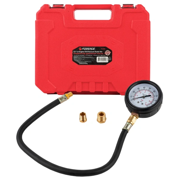 Тестер давления масла в наборе с резьбовыми адаптерами 3пр., (0-7bar), в кейсе