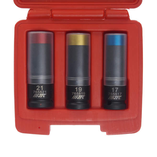 Набор головок ударных для литых дисков JTC 7655 (17-19-21 мм, L=85 мм, 3 предмета в кейсе)