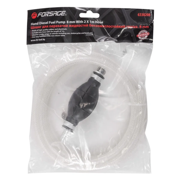 Шланг для перекачки жидкостей бензомаслостойкий с насосом ''груша''(Ø8мм, L-2м)