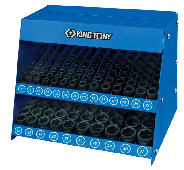 Стенд с ударными торцевыми головками KING TONY 4472MP, 1/2", 8-32 мм, серия 4535М, 158 предметов