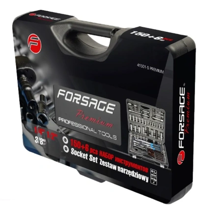 Набор инструментов 150+6пр.1/4''3/8''1/2''(6-гр.)(4-36мм, 3/8'':10-19мм 12гр., 1/2'':27,30,32,36-12гр.)+(биты 5/16'':М6,8,10,12,14, гибкий удлинитель 1/4'')