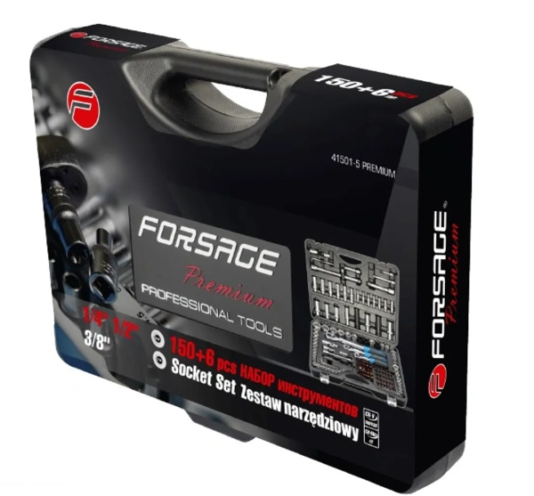 Набор инструментов 150+6пр.1/4''3/8''1/2''(6-гр.)(4-36мм, 3/8'':10-19мм 12гр., 1/2'':27,30,32,36-12гр.)+(биты 5/16'':М6,8,10,12,14, гибкий удлинитель 1/4'')