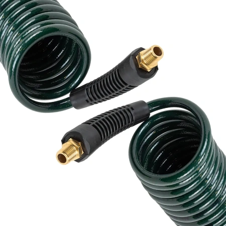 Шланг витой полиуретановый 6.5мм х 10мм х 15м с резьбовыми наконечниками 1/4''(max давление 15бар, раб. t от -20 до +60°С)