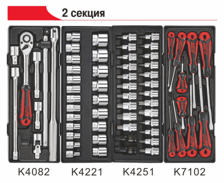 Тележка инструментальная JTC 5021 с набором инструментов JTC 279 (7 секций, 279 предметов)