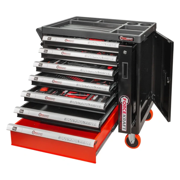 Тележка инструментальная 7-и полочная с набором инструментов 274пр и дополнительной боковой секцией 810х480х850мм