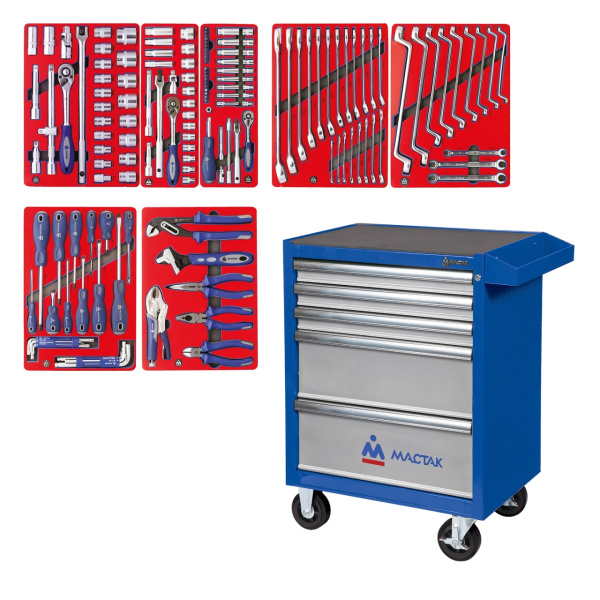 Набор инструментов СТАРТ в синей тележке МАСТАК 52-05161B (161 предмет)