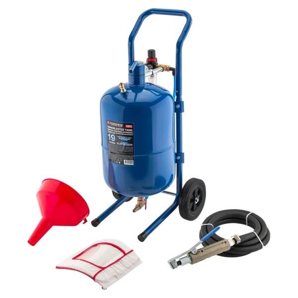 Пескоструйный аппарат передвижной пневматический напорного типа (бак 19л, 170-566л/мин, 4-8,5атм)