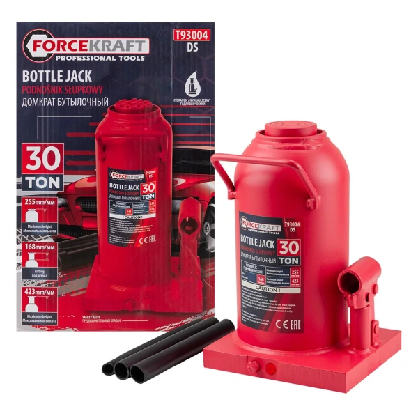 Домкрат бутылочный 30т с клапаном(h min-255мм,h max-423мм)