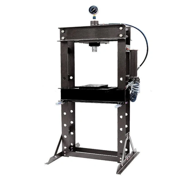 Пресс гидравлический с манометром напольный 30т, ручной/пневмо привод (раб. высота:0-840мм, раб. ширина:520мм, раб. стол:290х520мм, ход штока:160мм)