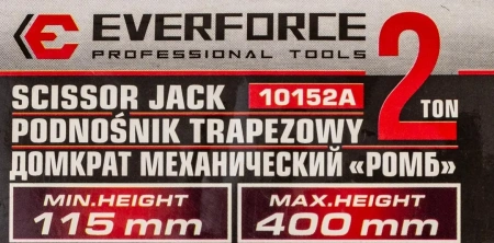Домкрат механический ''ромб' 2т (hmin115мм, hmax 400мм, L-420мм) в водоотталкивающем чехле в комплекте с ключом трещоточным