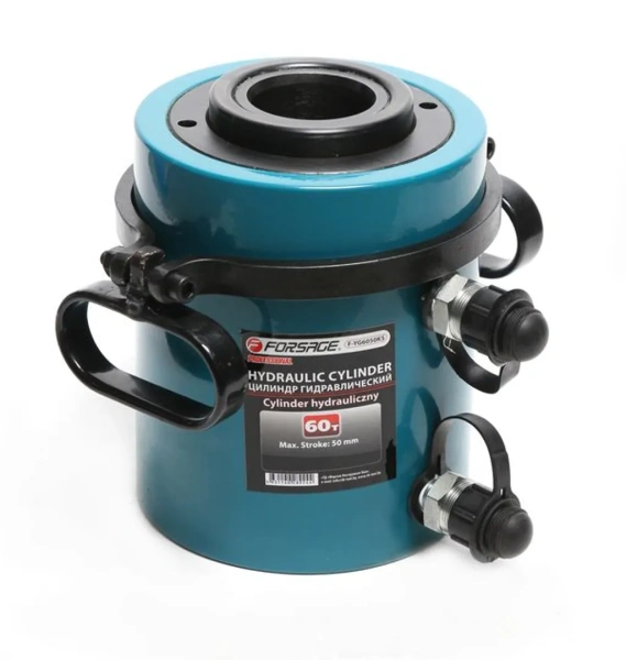 Цилиндр гидравлический двойного действия со сквозным отверстием в штоке60т(ход штока-100мм,Ø штока-91мм,Ø отв.-54мм,общий Ø-158мм, L-252мм, 700bar)