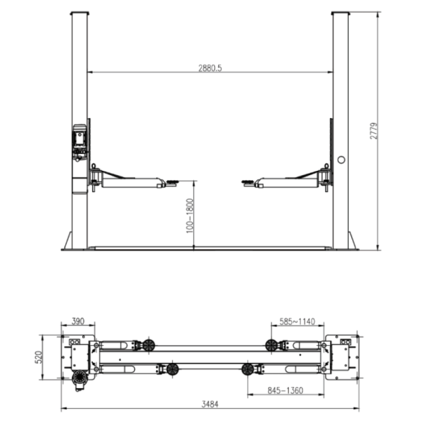 Двухстоечный подъемник THINKCAR TVL 240