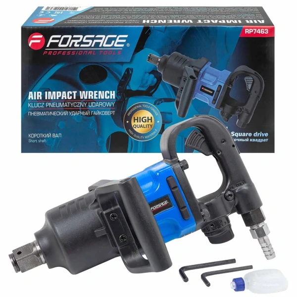 Пневмогайковерт ударный с коротким валом,реверсом и регулировкой усилия 1''(2000Hм, 6000 об/мин,6.3bar,320 л/мин,7.8кг)