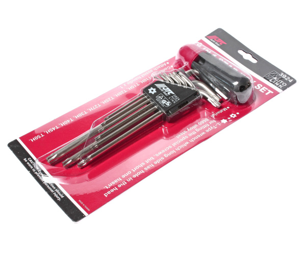 Набор ключей TORX T10Н-Т50H Г-образных с отверстием JTC 3924 (9 предметов)
