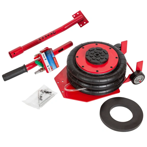 Домкрат подкатной пневматический 3т(6-12bar, h min 135мм, h max 420мм, 3 подушки, Ø270мм)