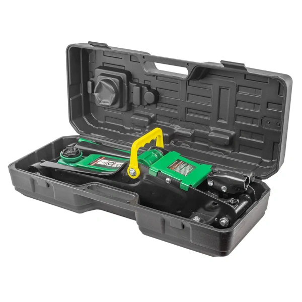 Домкрат подкатной гидравлический 3т низкопрофильный с резиновой накладкой(h min 85мм, h max 385мм),в кейсе