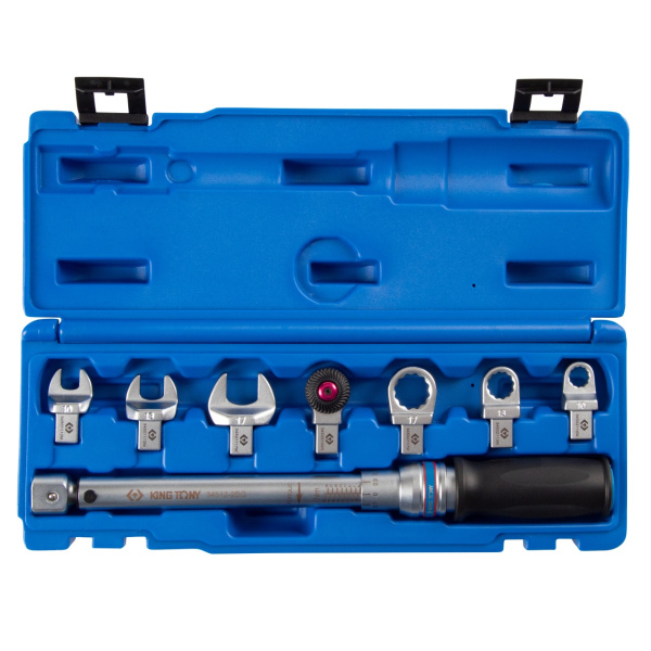 Ключ динамометрический серии "FIT" KING TONY 345102D08MR (9х12 мм, с набором насадок 10-17 мм, 4-20 Нм, кейс)