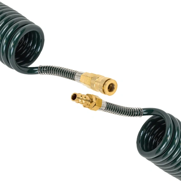 Шланг витой полиуретановый 8мм х 12мм х 5м с быстроразъемами (максимальное давление - 15bar, рабочая температура от -20 до +60 гр.)