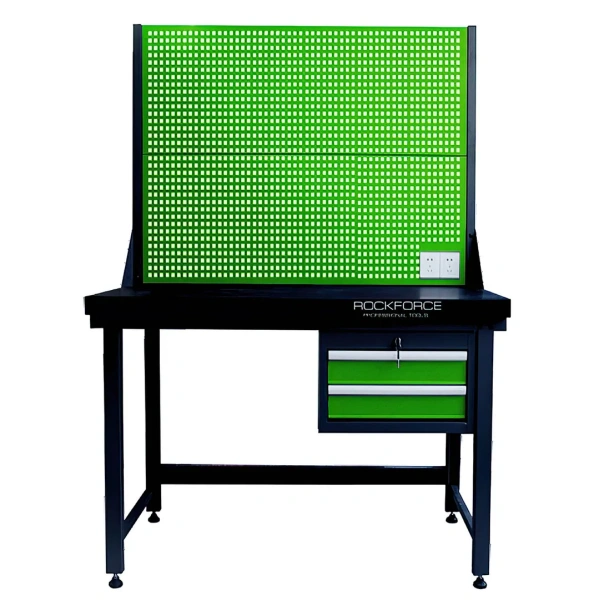 Верстак слесарный металлический с навесным ящиком(1700х1500х750мм,750х1500-столешница,нагрузка:500кг-столешница)