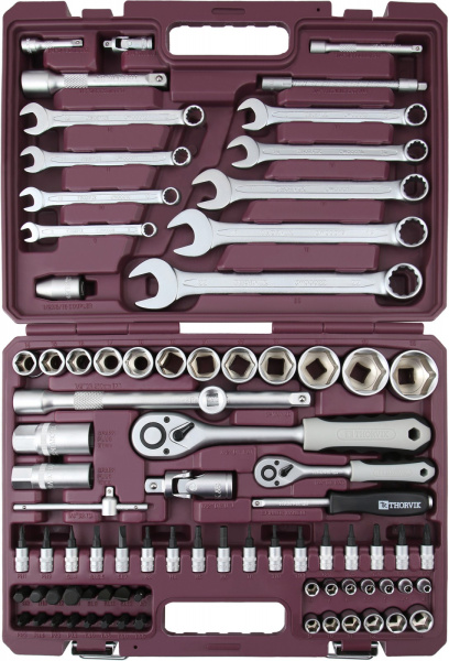 Набор инструмента универсальный Thorvik TS082 (1/4", 1/2"DR, 82 предмета)