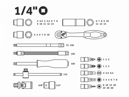 Набор головок и бит 56пр. 1/4" PRO STARTUL STUTTGART (PRO-056S)