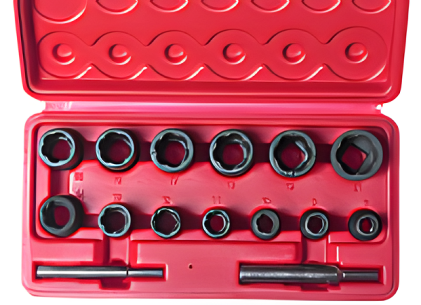 Набор головок для поврежденных болтов и гаек JTC 1321S (8-21 мм, 15 предметов в кейсе)
