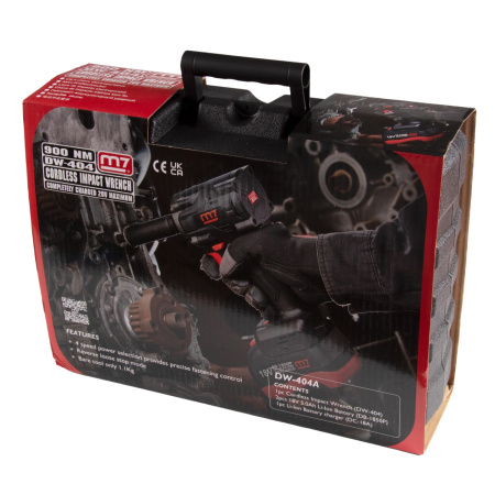 Гайковерт аккумуляторный ударный MIGHTY SEVEN DW-404A (1/2, 900 Нм, 18 В, укороченный, 4 предмета, кейс)