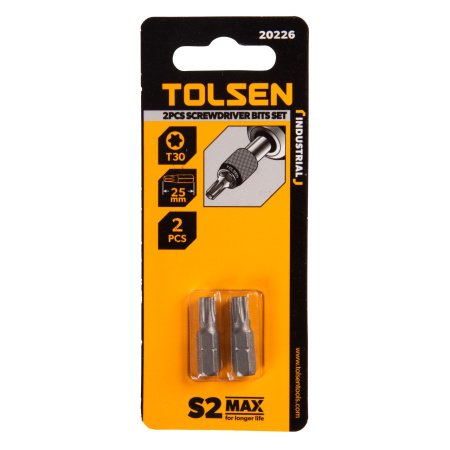 Набор вставок (бит) торцевых 1/4" Torx T30 25 мм 2 предмета TOLSEN TT20226