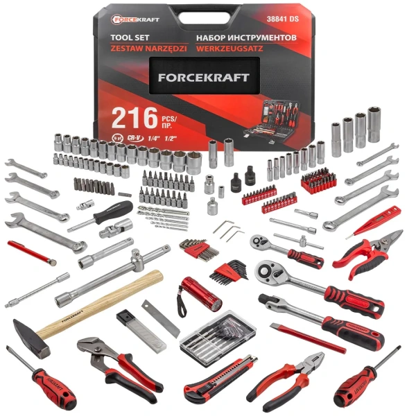 Набор инструментов 216пр. 1/4''1/2''(6гр.)(4-27мм)