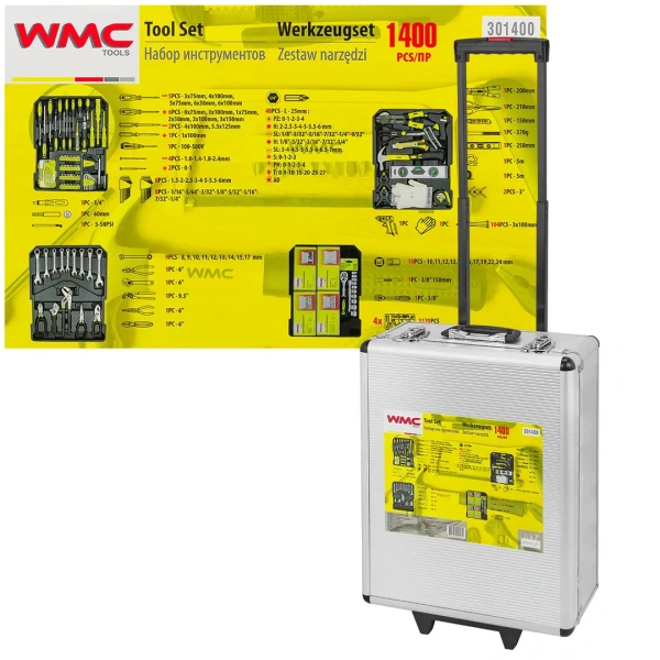 Набор инструментов 1400пр.1/2''(6-гр.) (10-24мм, ключи 6-17мм,шарнирно-губцевый,биты,отвертки,расходник), ''Дорожный кейс''