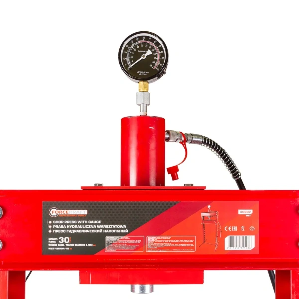 Пресс гидравлический с манометром напольный 30т ручной/пневмо(рабочая высота:0-1070мм.рабочая ширина-530мм.Рабочий стол:230*530,ход штока 160мм)