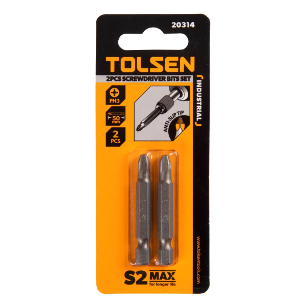 Набор вставок (бит) торцевых 1/4" Phillips PH3 50 мм 2 предмета TOLSEN TT20314