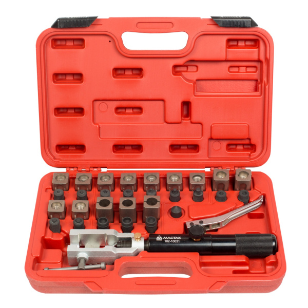 Набор для развальцовки трубок с гидравлическим поршнем, кейс, 30 предметов МАСТАК 102-10031C