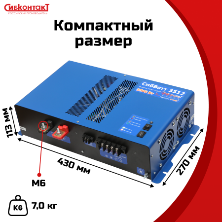 СибВатт 3512 инвертор, преобразователь напряжения DC/AC, 12В/220В, 3500Вт