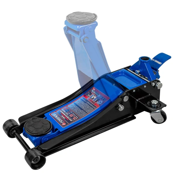 Домкрат подкатной гидравлический низкопрофильный двухпоршневой с резиновой накладкой 3,5т (h min 80мм, h max 495мм)