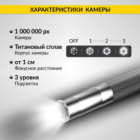 Видеоэндоскоп управляемый iCartool IC-V104AW (USB, 1 Мп, 1280х720, 1 м, 4 мм зонд, всесторонняя артикуляция)