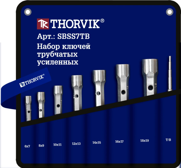 Thorvik SBSS7TB Набор ключей трубчатых усиленных в сумке, 6-19 мм, 7 предметов