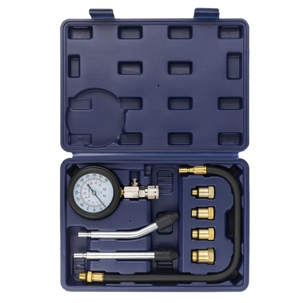 Индикатор компрессии бензинового двигателя Profi 8пр.(0-21Bar, М10, М12, М14, М18 + 2 жестких прижимных адаптера-переходника) , в кейсе