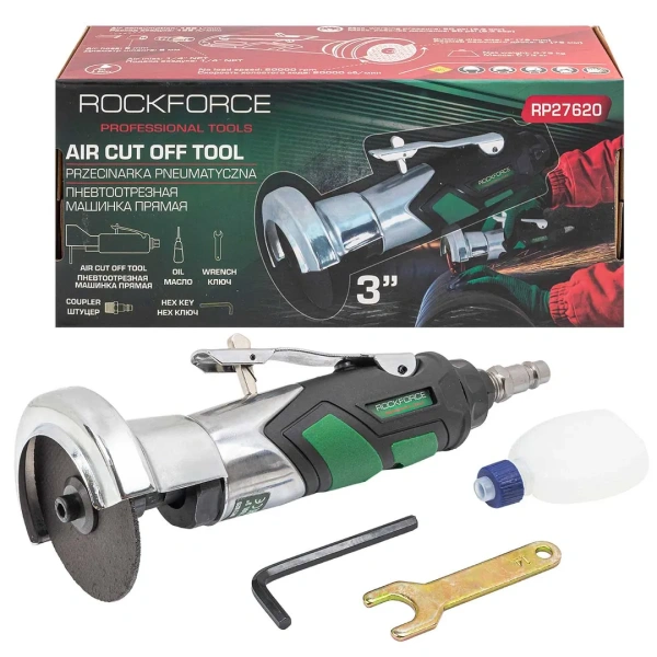 Пневмоотрезная машинка торцевая 3''(круг 75мм,20000 об/мин, 126л/мин,6.3Bar,L-197мм,штуцер 1/4'')