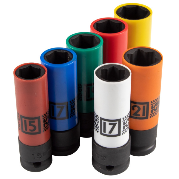 Набор глубоких ударных торцевых головок 1/2" шестигранные 15-22 мм 7 предметов KING TONY 44907MP