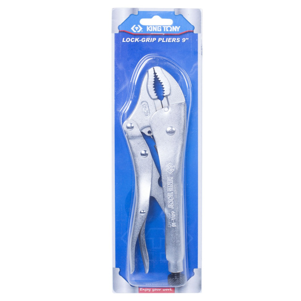 Зажим с фиксатором 180 мм, с закругленными губками KING TONY 6011-07R