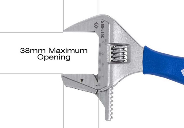 Ключ разводной KING TONY 3614-08, 212 х 38 мм, с изменяемой губкой